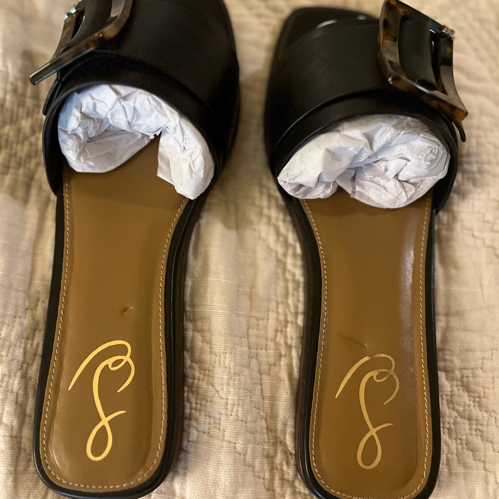 Sam Edelman Black Mules with Decorative Buckle